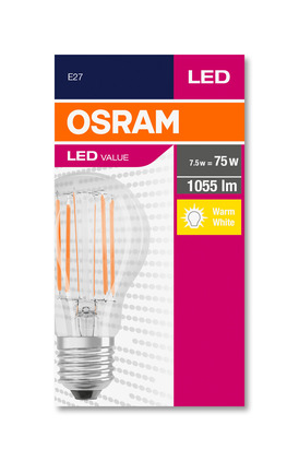 OSRAM žarnica led value a filament 7,5W=75W/827 E27